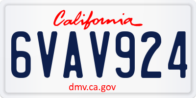 CA license plate 6VAV924