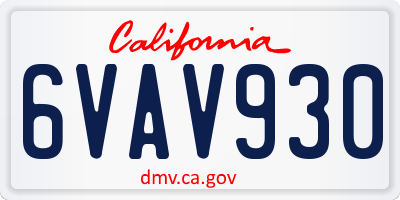 CA license plate 6VAV930