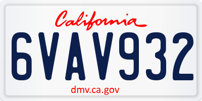 CA license plate 6VAV932