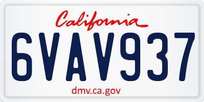 CA license plate 6VAV937