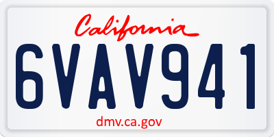 CA license plate 6VAV941