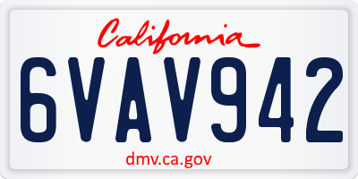 CA license plate 6VAV942