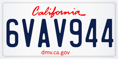 CA license plate 6VAV944