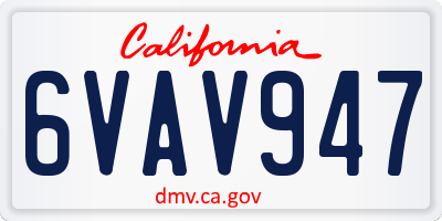 CA license plate 6VAV947