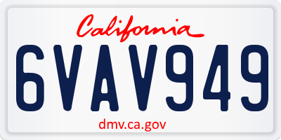 CA license plate 6VAV949