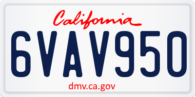CA license plate 6VAV950