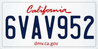 CA license plate 6VAV952