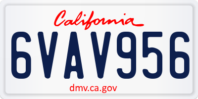 CA license plate 6VAV956