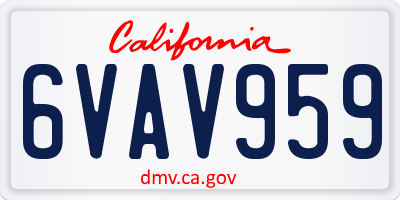 CA license plate 6VAV959