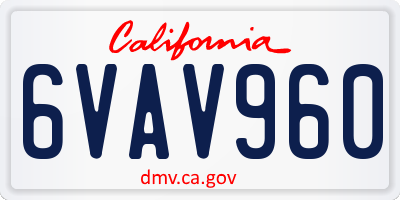 CA license plate 6VAV960