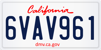 CA license plate 6VAV961