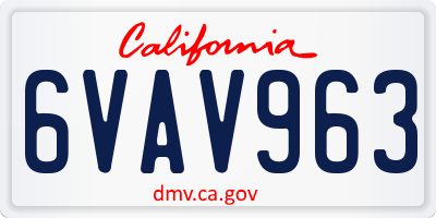 CA license plate 6VAV963