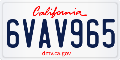 CA license plate 6VAV965