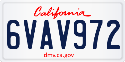 CA license plate 6VAV972