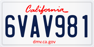 CA license plate 6VAV981