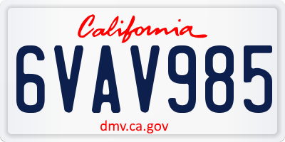 CA license plate 6VAV985