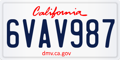 CA license plate 6VAV987