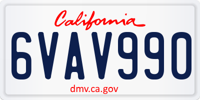 CA license plate 6VAV990