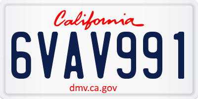 CA license plate 6VAV991