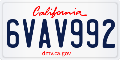 CA license plate 6VAV992