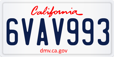 CA license plate 6VAV993