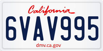 CA license plate 6VAV995