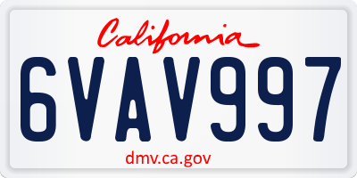 CA license plate 6VAV997