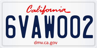 CA license plate 6VAW002