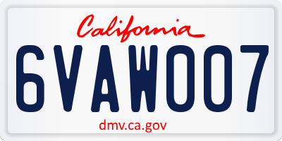 CA license plate 6VAW007