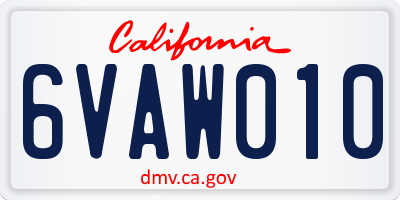 CA license plate 6VAW010