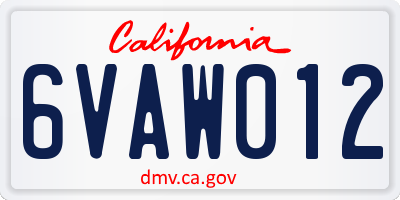 CA license plate 6VAW012