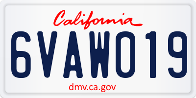 CA license plate 6VAW019
