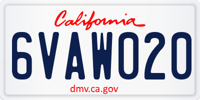 CA license plate 6VAW020