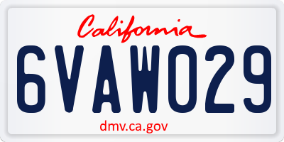 CA license plate 6VAW029