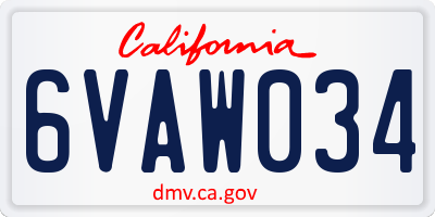 CA license plate 6VAW034