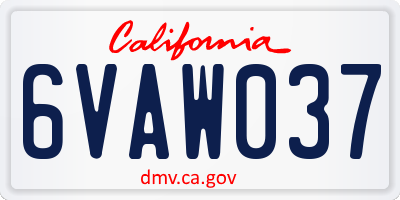 CA license plate 6VAW037