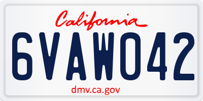 CA license plate 6VAW042