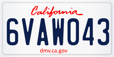CA license plate 6VAW043