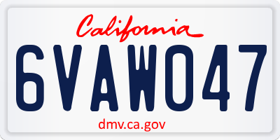 CA license plate 6VAW047