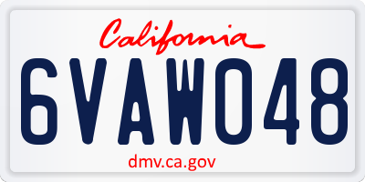 CA license plate 6VAW048