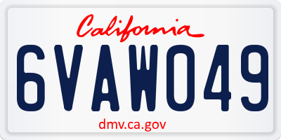 CA license plate 6VAW049