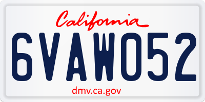 CA license plate 6VAW052