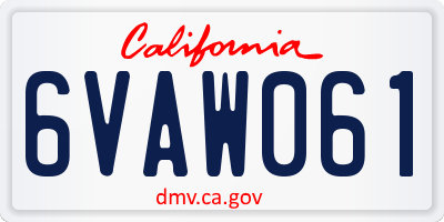 CA license plate 6VAW061
