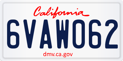 CA license plate 6VAW062