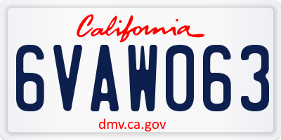 CA license plate 6VAW063