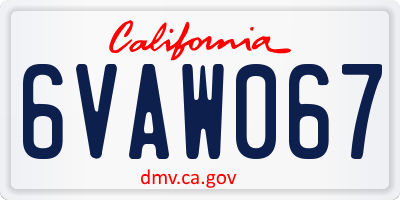 CA license plate 6VAW067