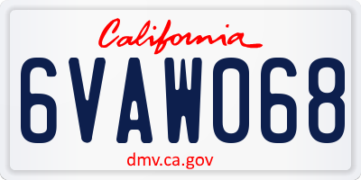 CA license plate 6VAW068