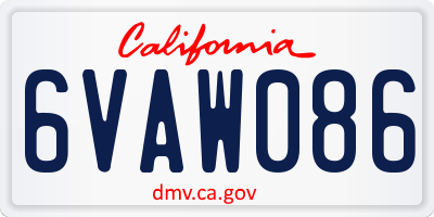 CA license plate 6VAW086