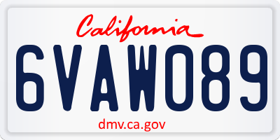 CA license plate 6VAW089