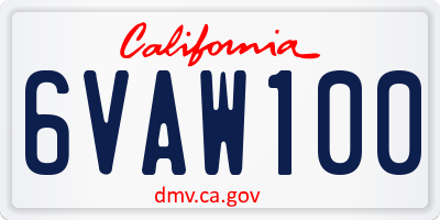 CA license plate 6VAW100